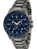 Maserati R8873640001 Sfida Andriko Roloi 44mm Xronogafos Batarias me Metalliko Brasele Navy/Grey