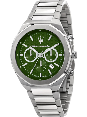 Maserati Stile Ρολόι Χρονογράφος Μπαταρίας με Ασημί Μεταλλικό Μπρασελέ R8873642011