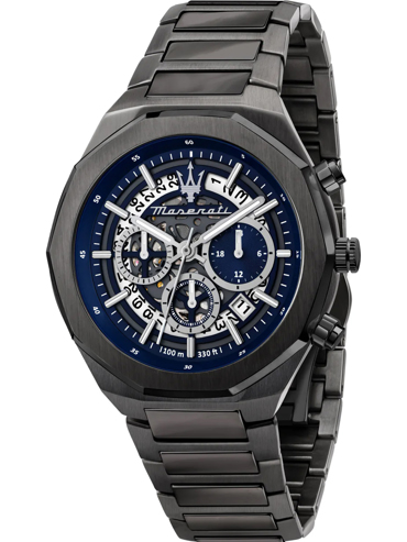 Maserati Stile Ρολόι Χρονογράφος Μπαταρίας με Μαύρο Μεταλλικό Μπρασελέ R8873642012