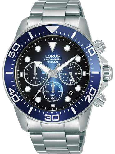 Lorus Ρολόι Χρονογράφος Μπαταρίας με Ασημί Μεταλλικό Μπρασελέ RT343JX9