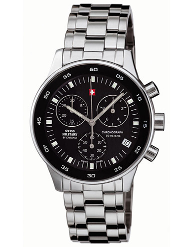 Swiss Military by Chrono Ρολόι Χρονογράφος Μπαταρίας με Ασημί Μεταλλικό Μπρασελέ SM30052.01
