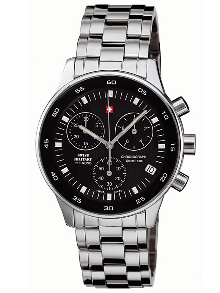 Swiss Military by Chrono Roloi Xronogafos Batarias me Asimi Metalliko Brasele SM30052.01