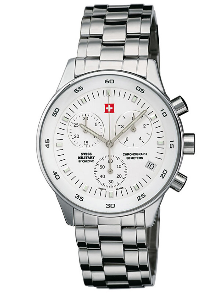 Swiss Military by Chrono Roloi Xronogafos Batarias me Asimi Metalliko Brasele SM30052.02