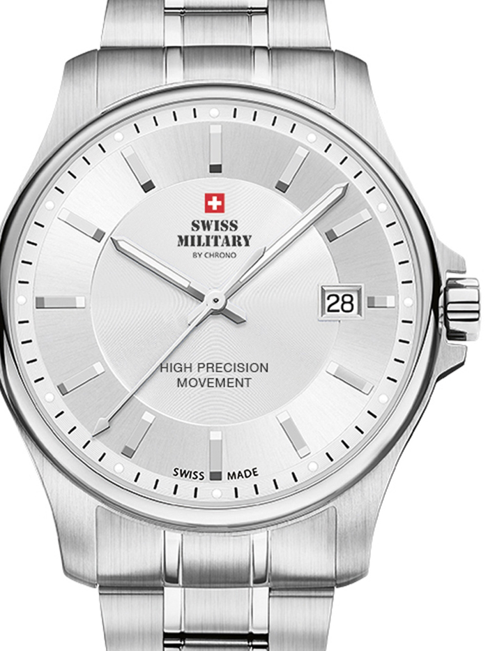 Swiss Military by Chrono Roloi Batarias me Asimi Metalliko Brasele SM30200.02