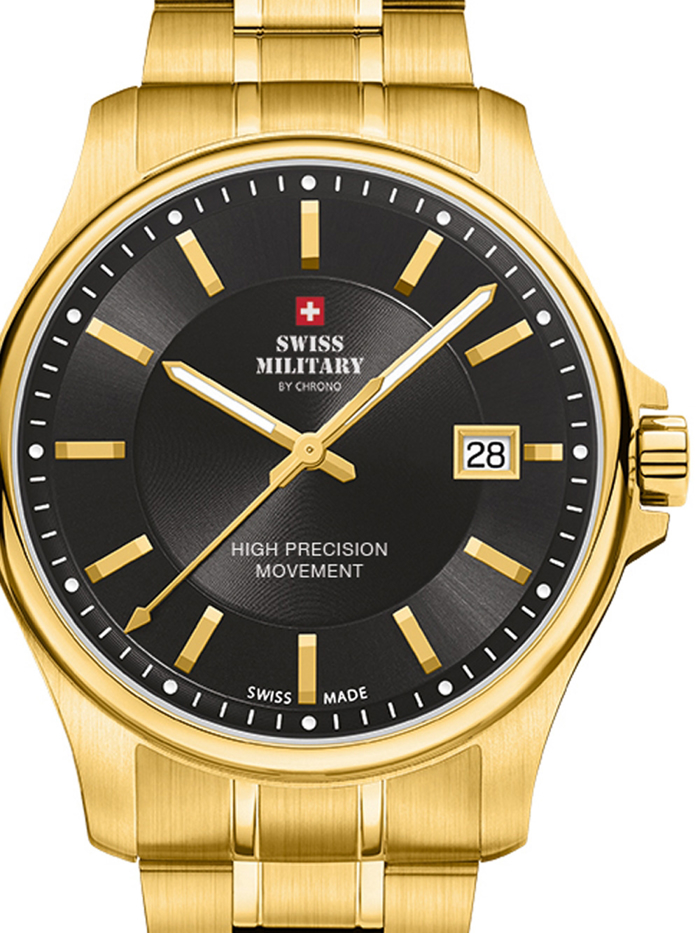 Swiss Military by Chrono Roloi Batarias me Xruso Metalliko Brasele SM30200.08