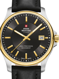 Swiss Military by Chrono Roloi Batarias me Mavro Dermatino Louraki SM30200.13