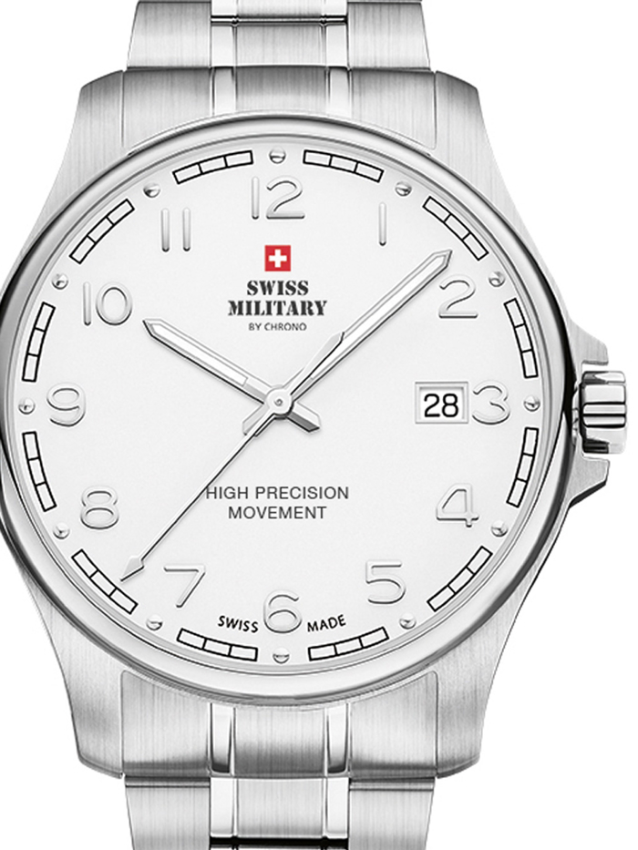 Swiss Military by Chrono Roloi Batarias me Asimi Metalliko Brasele SM30200.17