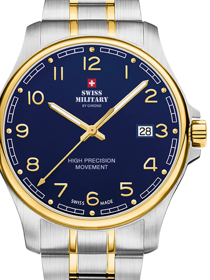 Swiss Military by Chrono Roloi Batarias me Xruso / Asimi Metalliko Brasele SM30200.21
