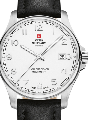 Swiss Military by Chrono Ρολόι Μπαταρίας με Μαύρο Δερμάτινο Λουράκι SM30200.25