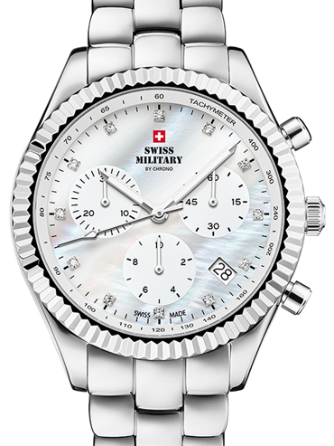 Swiss Military by Chrono Elegant Ρολόι Χρονογράφος Μπαταρίας με Ασημί Μεταλλικό Μπρασελέ SM30207.02