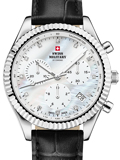 Swiss Military by Chrono Elegant Roloi Xronogafos Batarias me Mavro Dermatino Louraki SM30207.05
