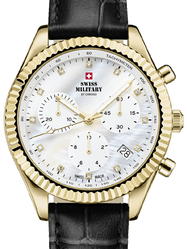 Swiss Military by Chrono Elegant Ρολόι Χρονογράφος Μπαταρίας με Μαύρο Δερμάτινο Λουράκι SM30207.07