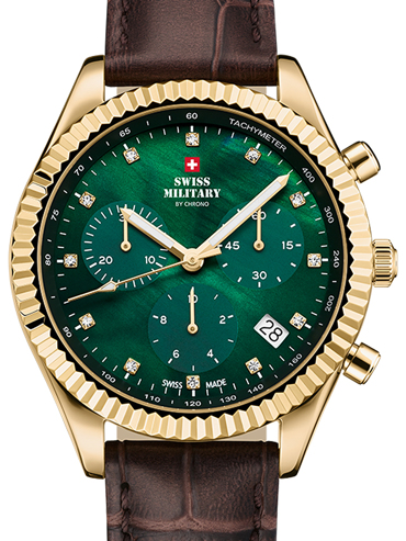 Swiss Military by Chrono Elegant Ρολόι Χρονογράφος Μπαταρίας με Καφέ Δερμάτινο Λουράκι SM30207.08