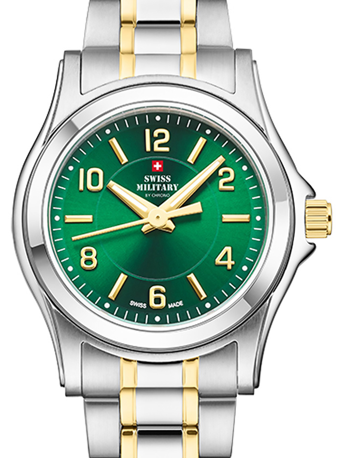 Swiss Military by Chrono Roloi Batarias me Xruso / Asimi Metalliko Brasele SM34003.28