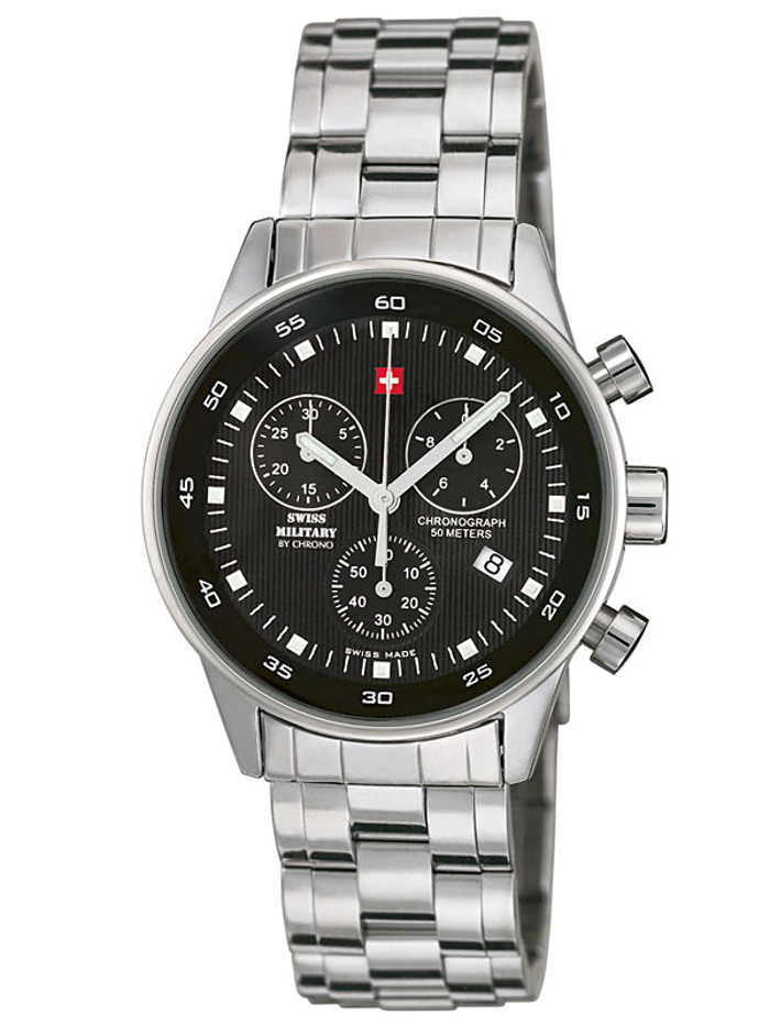 Swiss Military by Chrono Roloi Xronogafos Batarias me Asimi Metalliko Brasele SM34005.01