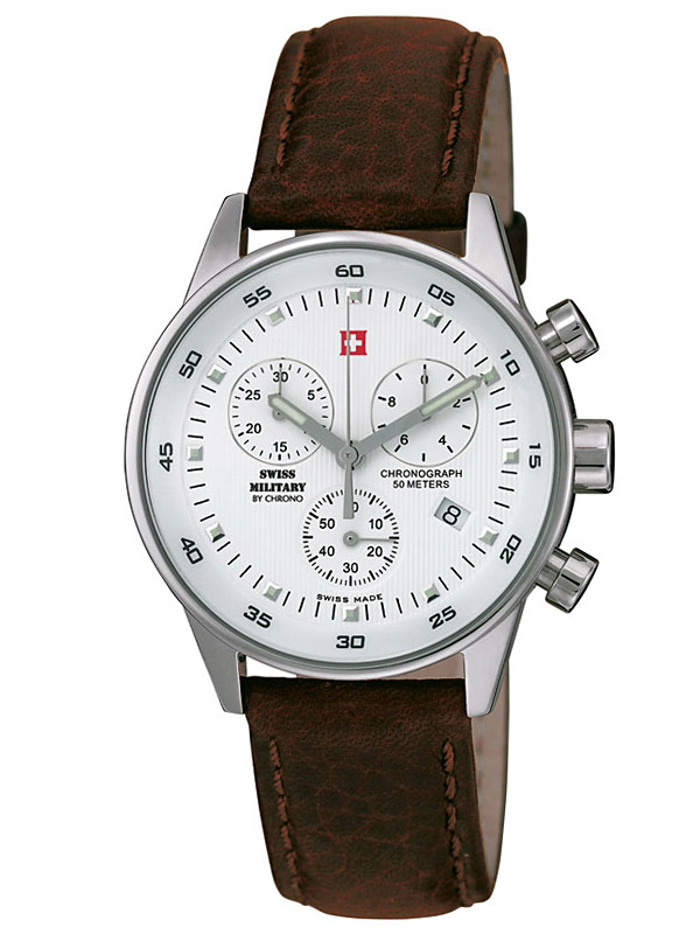 Swiss Military by Chrono Roloi Xronogafos Batarias me Kafe Dermatino Louraki SM34005.04