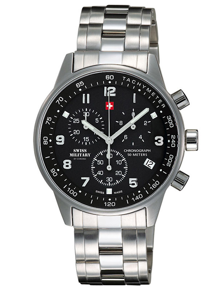 Swiss Military by Chrono Roloi Xronogafos Batarias me Asimi Metalliko Brasele SM34012.01