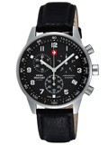 Swiss Military by Chrono Roloi Xronogafos Batarias me Mavro Dermatino Louraki SM34012.05