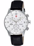 Swiss Military by Chrono Roloi Xronogafos Batarias me Mavro Dermatino Louraki SM34012.06