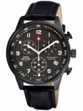 Swiss Military by Chrono Roloi Xronogafos Batarias me Mavro Dermatino Louraki SM34012.08