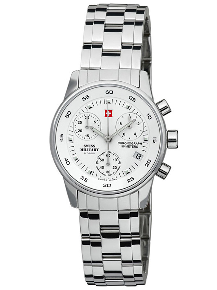 Swiss Military by Chrono Roloi Xronogafos Batarias me Asimi Metalliko Brasele SM34013.02