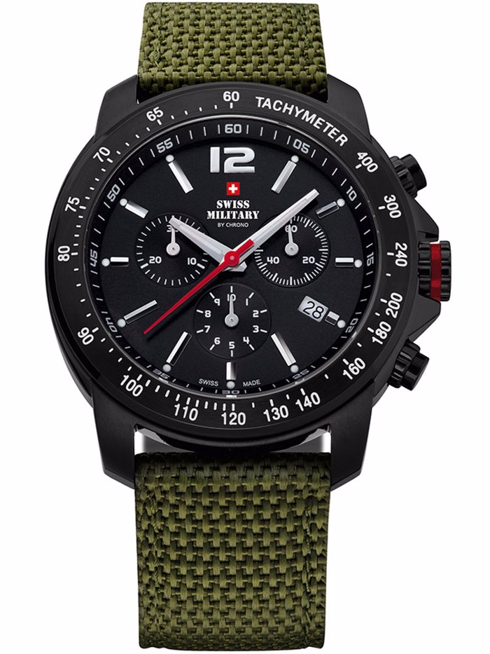 Swiss Military by Chrono Roloi Xronogafos Batarias me Prasino ufasmatino Louraki SM34033.07