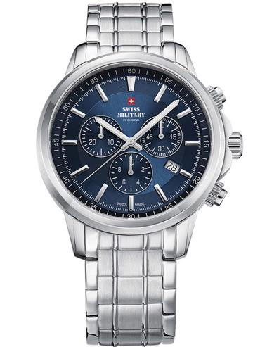 Swiss Military by Chrono Ρολόι Χρονογράφος Μπαταρίας με Ασημί Μεταλλικό Μπρασελέ SM34052.03