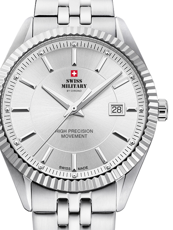 Swiss Military by Chrono Roloi Batarias me Asimi Metalliko Brasele SM34065.02