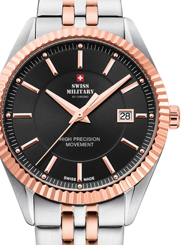 Swiss Military by Chrono Ρολόι Μπαταρίας με Ροζ Χρυσό / Ασημί Μεταλλικό Μπρασελέ SM34065.06