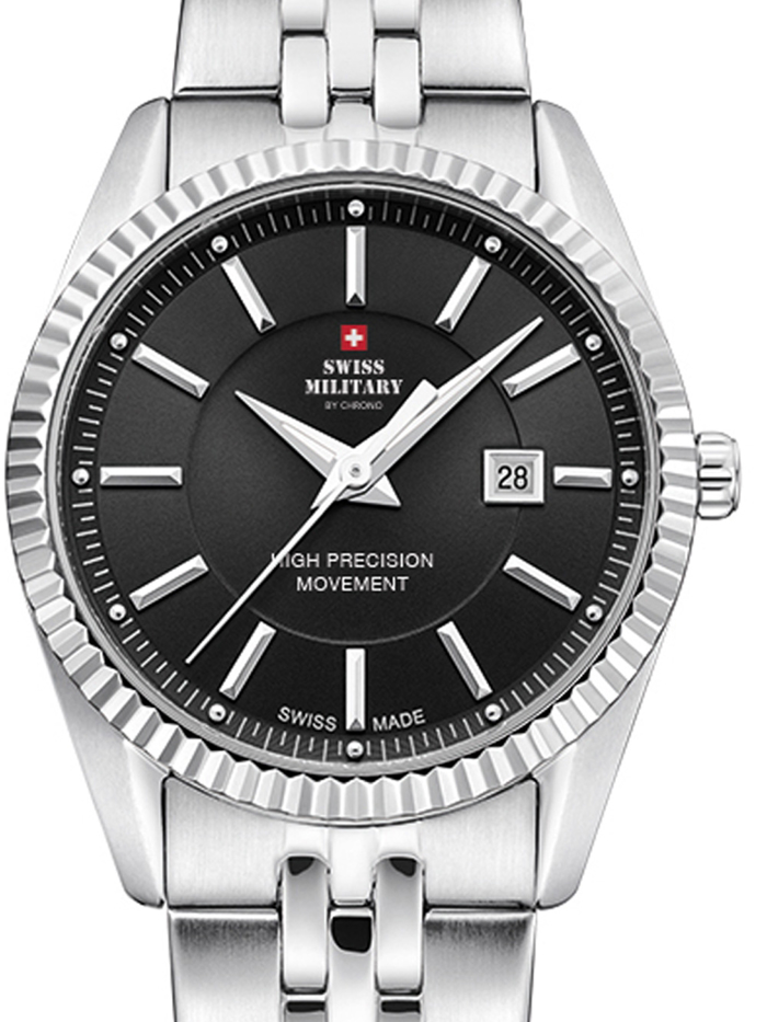 Swiss Military by Chrono Roloi Batarias me Asimi Metalliko Brasele SM34066.01