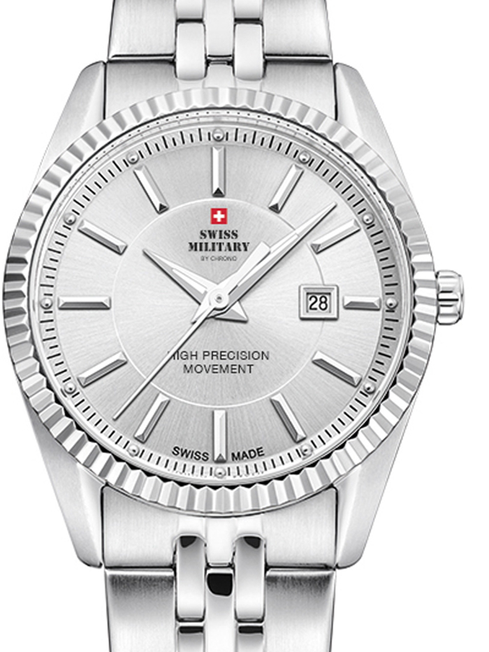 Swiss Military by Chrono Roloi Batarias me Asimi Metalliko Brasele SM34066.02