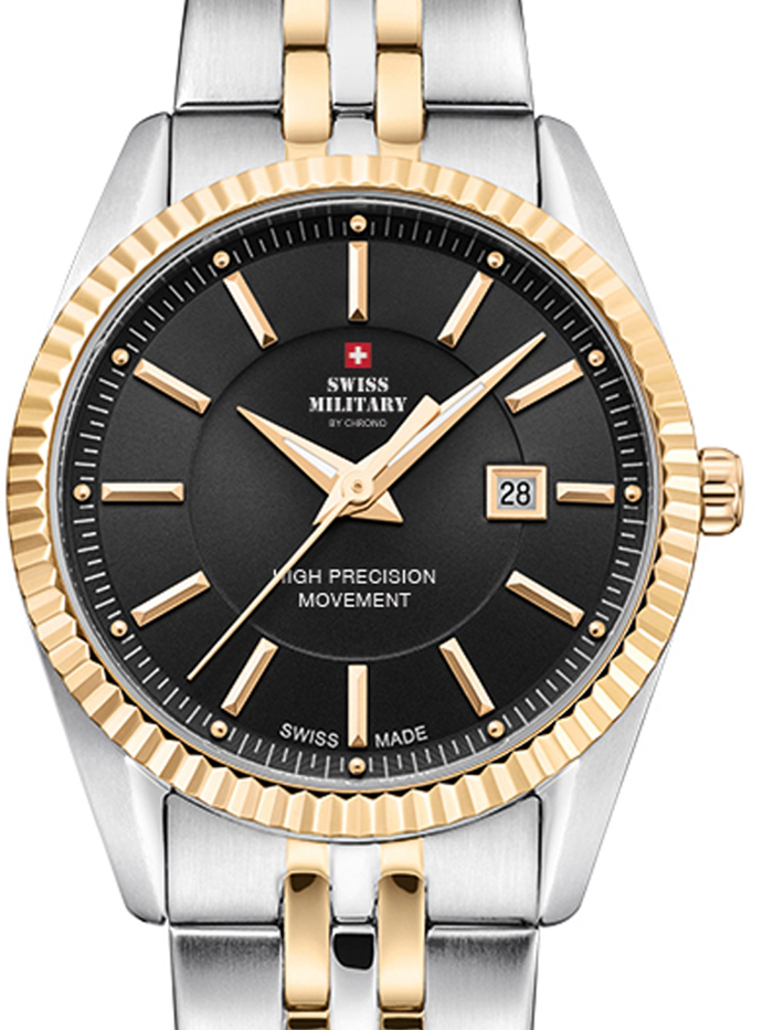 Swiss Military by Chrono Roloi Batarias me Xruso / Asimi Metalliko Brasele SM34066.04