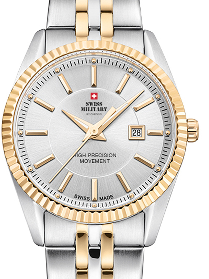 Swiss Military by Chrono Roloi Batarias me Xruso / Asimi Metalliko Brasele SM34066.05