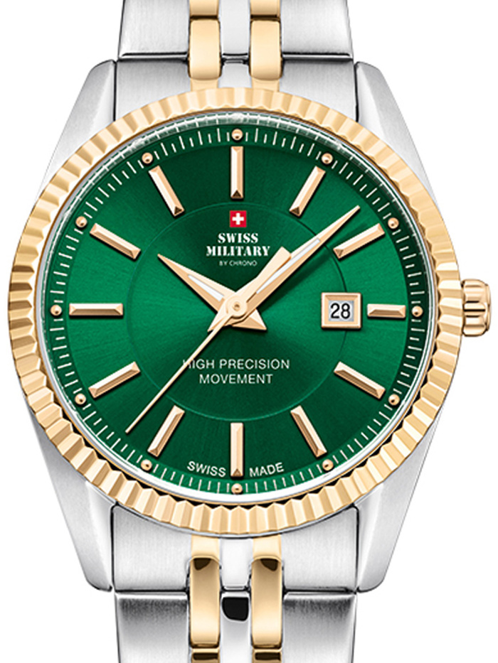 Swiss Military by Chrono Roloi Batarias me Xruso / Asimi Metalliko Brasele SM34066.10