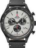Swiss Military by Chrono Roloi Xronogafos Batarias me Mavro Dermatino Louraki SM34081.11
