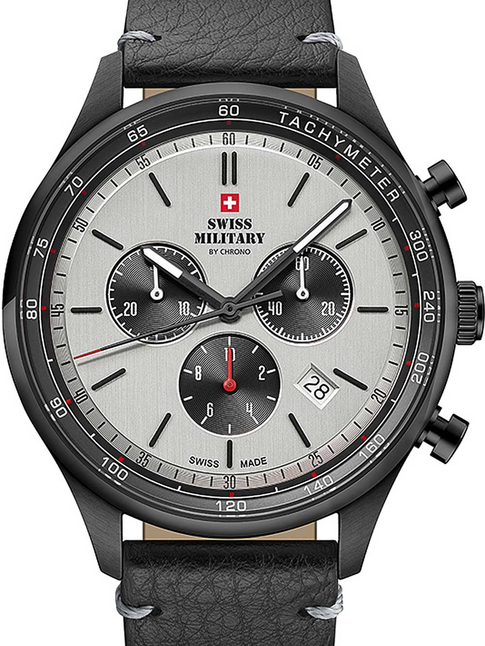 Swiss Military by Chrono Roloi Xronogafos Batarias me Mavro Dermatino Louraki SM34081.11