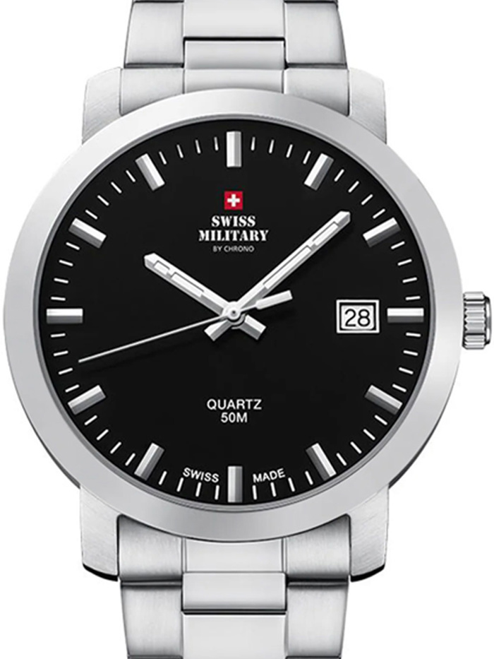 Swiss Military by Chrono Roloi Batarias me Asimi Metalliko Brasele SM34083.01