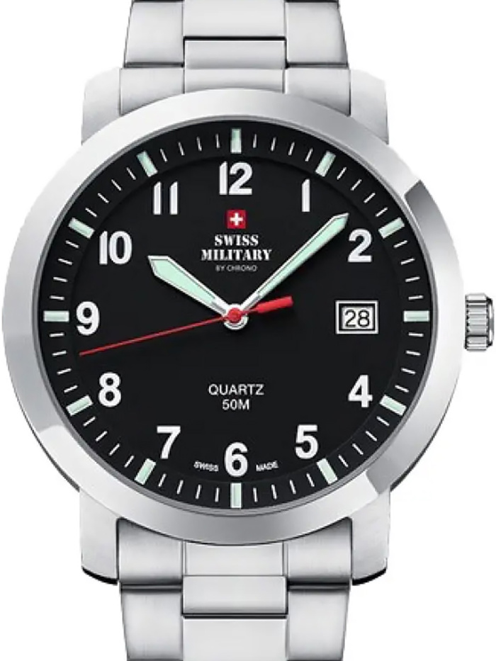 Swiss Military by Chrono Roloi Batarias me Asimi Metalliko Brasele SM34083.07