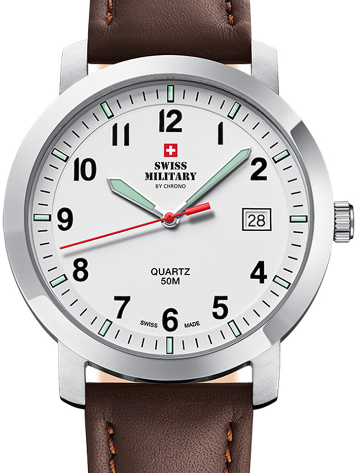 Swiss Military by Chrono Roloi Batarias me Kafe Dermatino Louraki SM34083.11