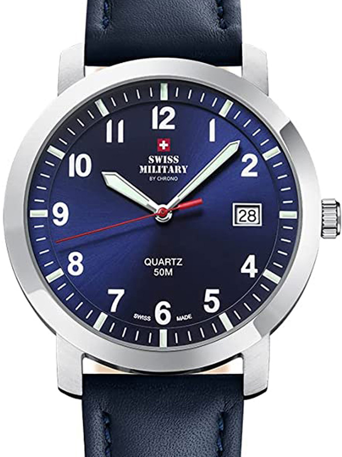 Swiss Military by Chrono Roloi Batarias me Ble Dermatino Louraki SM34083.12