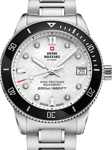 Swiss Military by Chrono Diver Ρολόι Μπαταρίας με Ασημί Μεταλλικό Μπρασελέ SM34089.03