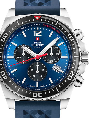 Swiss Military by Chrono Sport Ρολόι Χρονογράφος Μπαταρίας με Μπλε Καουτσούκ Λουράκι SM34093.06