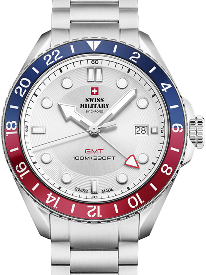 Swiss Military by Chrono Roloi Batarias me Asimi Metalliko Brasele SM34095.02