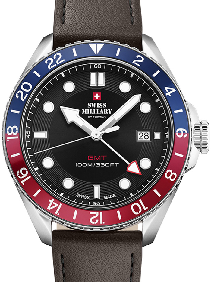Swiss Military by Chrono Roloi Batarias me Kafe Dermatino Louraki SM34095.04