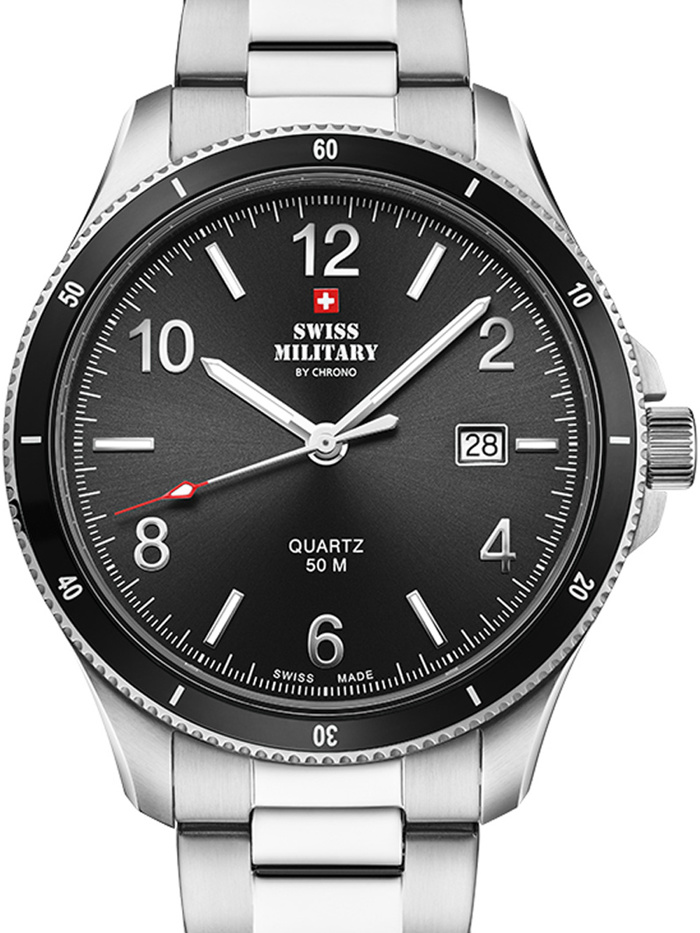 Swiss Military by Chrono Roloi Batarias me Asimi Metalliko Brasele SM34096.01