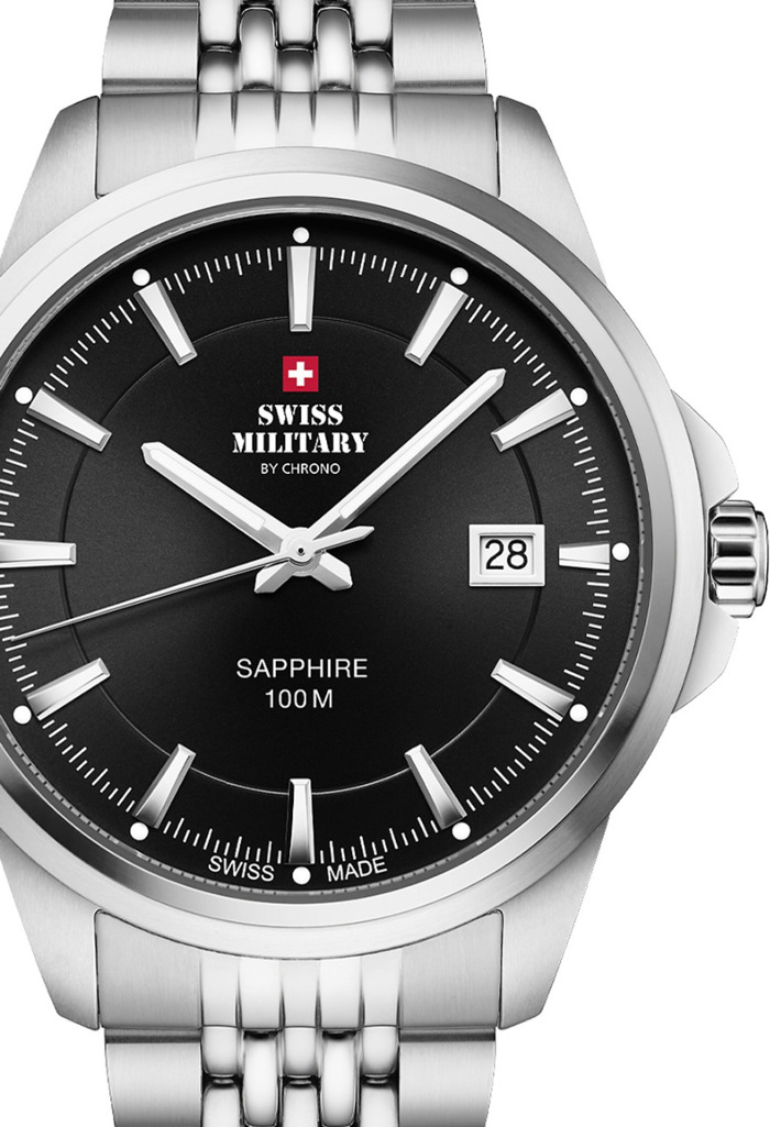 Swiss Military by Chrono Classic Roloi Batarias me Asimi Metalliko Brasele SM34104.01