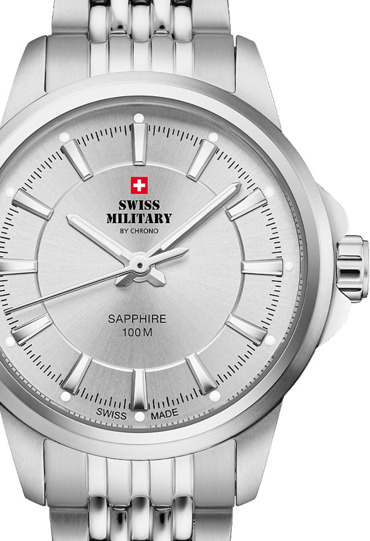 Swiss Military by Chrono Classic Ρολόι Μπαταρίας με Ασημί Μεταλλικό Μπρασελέ SM34105.02