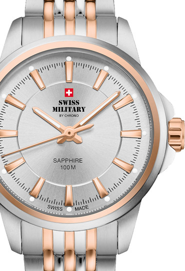 Swiss Military by Chrono Classic Ρολόι Μπαταρίας με Ροζ Χρυσό / Ασημί Μεταλλικό Μπρασελέ SM34105.07