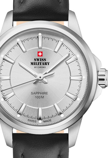 Swiss Military by Chrono Classic Ρολόι Μπαταρίας με Μαύρο Δερμάτινο Λουράκι SM34105.09