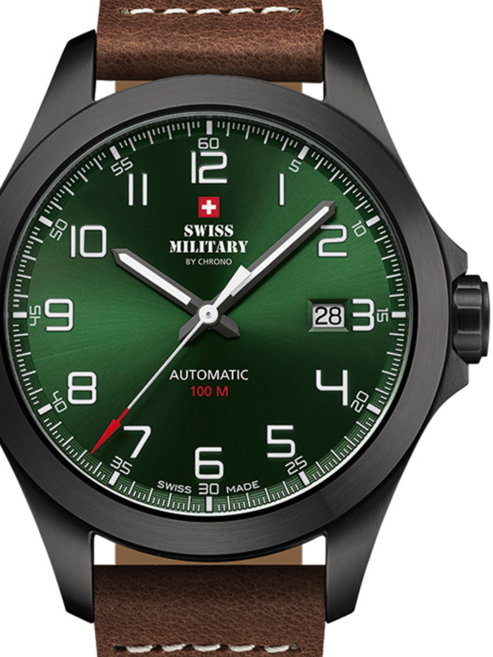 Swiss Military by Chrono Roloi Aftomato me Kafe Dermatino Louraki SMA34077.06